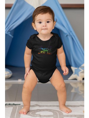 Tişört Fabrikası Bateri Baskılı Unisex Siyah Bebek Body - Zıbın