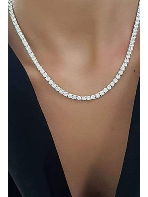 Ose Shop Swarovski Taşlı 925 Ayar Gümüş Su Yolu Kolye
