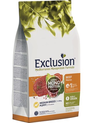 Exclusion Düşük Tahıllı Monoprotein Sığır Etli ve Narlı Yavru Köpek Maması 12 kg