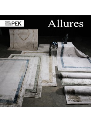 Ipek Mekik Halı Allures Mavi Ekru Eskitme Desen Halı