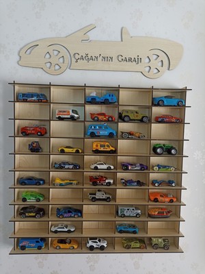 Cr Design Oyuncak Araba Rafı 50'li 1/64 (Hotwheels ve Matcbox Arabaları Için Uygundur)