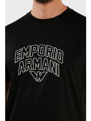 Emporio Armani Logolu Bisiklet Yaka Pamuklu Regular Fit T Shirt Erkek T Shirt 3R1TBF 1juvz 0999