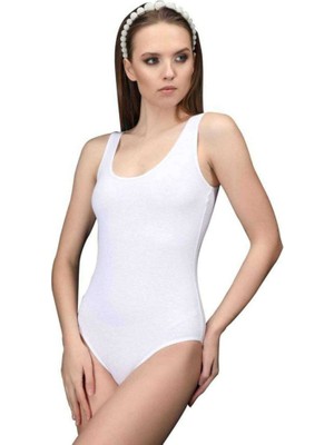 Royaleks Elit Life Geniş Askılı Kadın Dikişsiz Çıtçıtlı Slip Body Beyaz 878