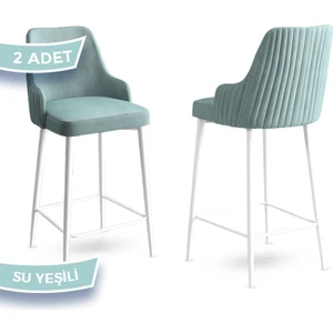 Concept Enox Serisi, Mutfak  Bar Sandalyesi,  Babyface Kumaş, Beyaz Metal Ayak, 2 Adet Sandalye