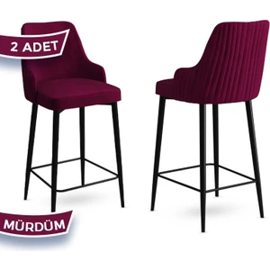 Concept Enox Serisi, Yemek Odası Bar Sandalyesi,  Babyface Kumaş, Siyah Metal Ayak , 2 Adet Sandalye