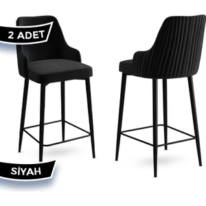 Concept Enox Serisi, Yemek Odası Bar Sandalyesi,  Babyface Kumaş, Siyah Metal Ayak , 2 Adet Sandalye