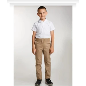 Fires Giyim Beli Ribanalı Tam Lastikli Kanvas Kumaş Okul Pantolonu