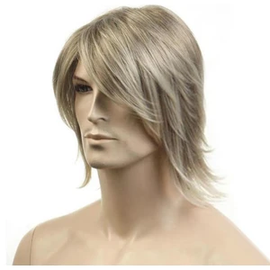 Guangdong Spirit Erkekler Için Yüksek Sıcaklık Sentetik Elyaf Peruk Kısa Altın Postiş Doğal Mat Saç Peruk (Yurt Dışından)