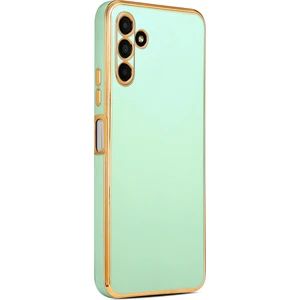 Case 4U Samsung Galaxy A04S Uyumlu Kılıf Kamera Korumalı Yumuşak Pastel Altın Kenar Bark Kapak Açık Yeşil