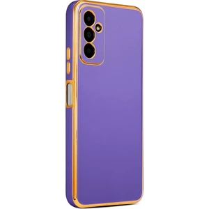Case 4U Samsung Galaxy M23 Uyumlu Kılıf Kamera Korumalı Yumuşak Pastel Altın Kenar Bark Kapak Mor