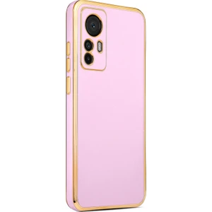 Case 4U Xiaomi Mi 12T Pro / Mi 12T Kılıf Kamera Korumalı Yumuşak Pastel Altın Kenar Bark Kapak Lila