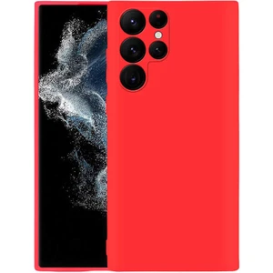 Case 4U Samsung Galaxy S22 Ultra Uyumlu Kılıf 3D Kamera Korumalı İçi Kadife Mara Lansman Yumuşak Kapak Kırmızı