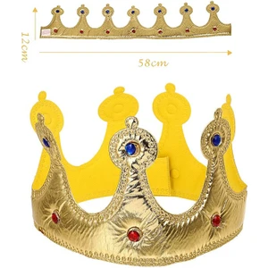 Kumaş Altın Renk Kral Tacı Kral Taç Yetişkin Boy 58 cm