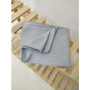 % 100 Organik Pamuk Örgü Pike Bebek Battaniyesi Gri