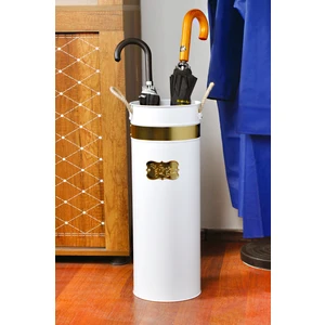 Dekoratif Metal Şemsiyelik Hasır Kulplu Beyaz