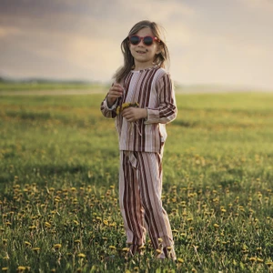 Dikey Çizgiler Uzun Kollu Pijama Takımı