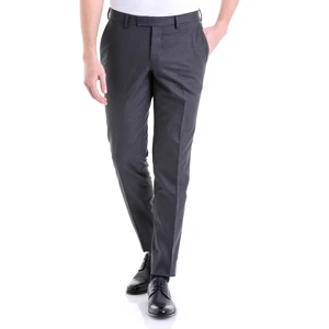 Gri Slim Fit Düz Yandan Cep Kumaş Pantolon