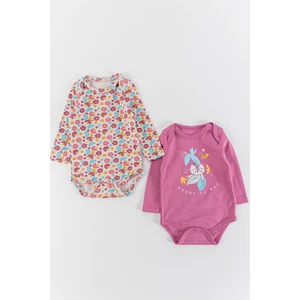 Koala Figürlü 2'li Kız Bebek Çıt Çıtlı Body Zıbın Takımı