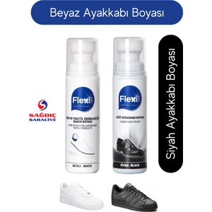 Flexicare Flexi Spor Beyaz Deri ve Kumaş Ayakkabı Boyası & Siyah Deri Ayakkabı Boyası 75 ml