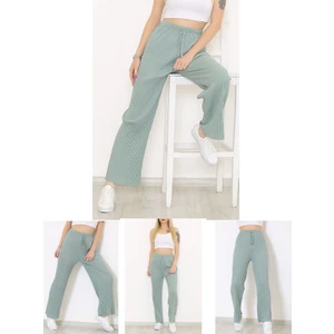 Secret Moda Yüksek Bel Yumuşacık Fitilli Beli Lastikli Günlük Rahat Kadın Pantolon Yeşil