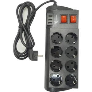 Ftr-08 8'li Termal Akım Korumalı 3 USB Priz
