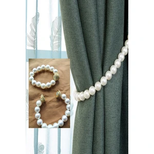 Emtory Home 2 Adet Gold Mıknatıslı Krem Incili Perde Tutacağı & Perde Süsü 20CM