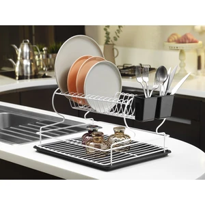 2 Katlı Tezgah Üstü Tabaklık Bulaşık Lık Sepeti Beyaz