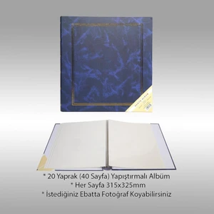 NRCN 20 Yaprak [40 SAYFA]-31x32 cm Manyetik Yapışkanlı Ciltbezli Fotoğraf Albümü Lacivert