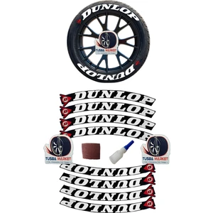 Tusba Market Dunlop Orijinal Beyaz Kırmızı 3D Lastik Yazısı | 8 Adet