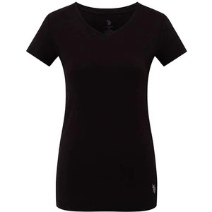 U.S. Polo Assn. Kadın Siyah Kısa Kollu V Yaka T-Shirt 66004
