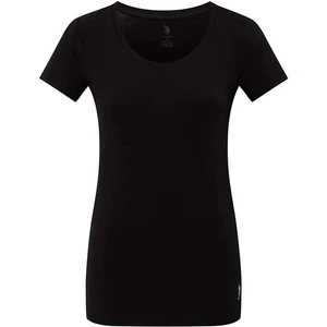 U.S. Polo Assn. Kadın Siyah Derin Yuvarlak Yaka T-Shirt 66003