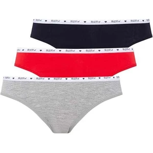 U.S. Polo Assn. Kadın Kırmızı - Gri Melanj - Lacivertvert 66209 3'lü Slip