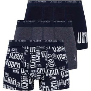 U.S. Polo Assn. Erkek Lacivert - Lacivert Melanj 3'lü Boxer