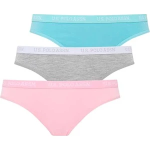 U.S. Polo Assn. Kadın Mint - Beyaz - Gri Melanj 3'lü Slip