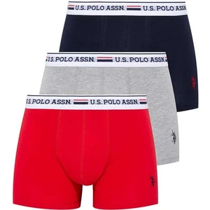 U.S. Polo Assn. Erkek Kırmızı - Gri Melanj - Lacivert 3'lü Boxer 80431