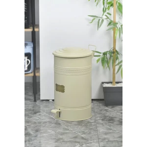 Pedallı Metal Galvaniz Mutfak Banyo Kapaklı Çöp Kovası 30 Lt Krem