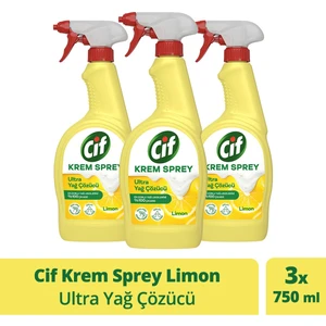 Yüzey Temizleyici Sprey Krem Limon Ultra Yağ Çözücü 750 ml X3