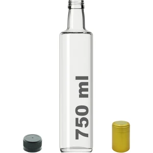 750 cc Şeffaf Dorika Kilitli Kapaklı ve Kapüşonlu 750 ml Yuvarlak Cam Şişe 1 Adet