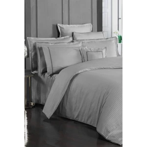 Jacquard Gri King Size %100 Pamuk Saten Nevresim Takımı