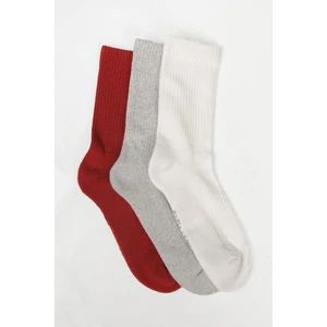 Katia & Bony 3'lü Paket Pamuklu Spor Çorap Beyaz/Gri/ Kırmızı