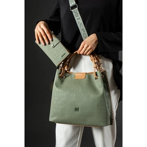 Just Polo Örgü Detaylı 4 Bölmeli Kadın El & Omuz Çantası ve Cüzdan Kombini 30X27CM MDS4031-1001