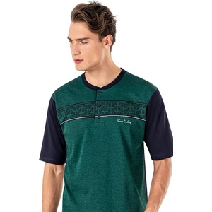 Pierre Cardin 6018 Erkek Jakarlı Kısa Kollu 3'lü Pijama Takımı-Yeşil