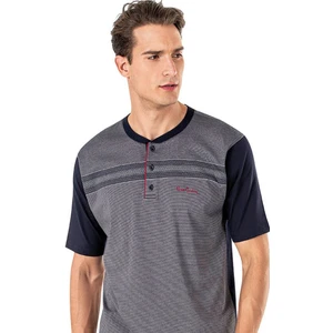 Pierre Cardin 6020 Erkek Jakarlı Kısa Kollu 3'lü Pijama Takımı-Lacivert