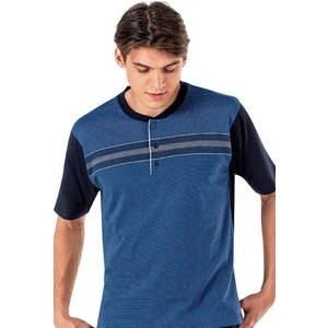 Pierre Cardin 6020 Erkek Jakarlı Kısa Kollu 3'lü Pijama Takımı-Saks