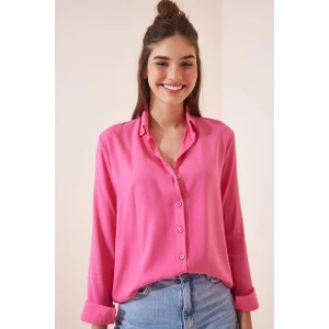 Moda Lavinia Dokuma Viskon Kumaş Basic Gömlek (Renk Seçenekli)