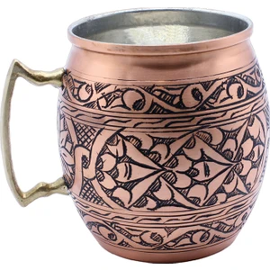 El Işlemeli Eskitme Bakır Kupa Bardak Moscow Mule Antik Bakır Renk