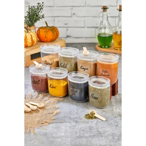 Fbz Home 8'li 400 ml Etiketli Kaşıklı Mika Baharatlık Saklama Kabı