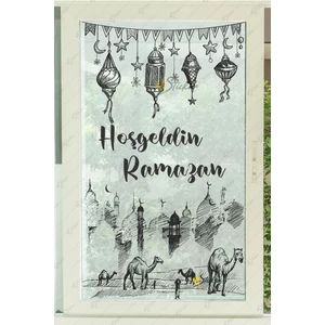 Ramazan Ayı Kandiller ve Medine Figürleri Cam Duvar Dolap Sticker Seti - Hoşgeldin Ramazan