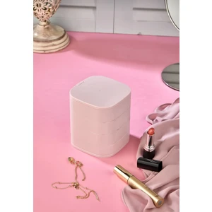 Ahir Ticaret 4 Katlı Aynalı Kare 360 Derece Dönebilen Takı Organizer Kutusu Ak -766