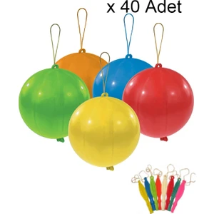 Lastikli Zıpzıp Balon 40 Adet Karışık Renk Parti ve Noel Ağacı Süsü Çocuk Oyun Balonları